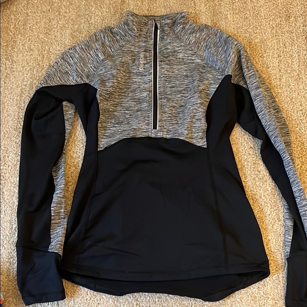 Women's Black and Gray Quarter-Zip Top